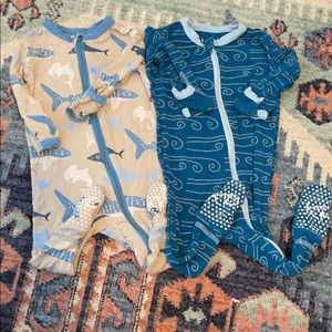Kickee pants footie pajamas 0-3 months ocean shark
